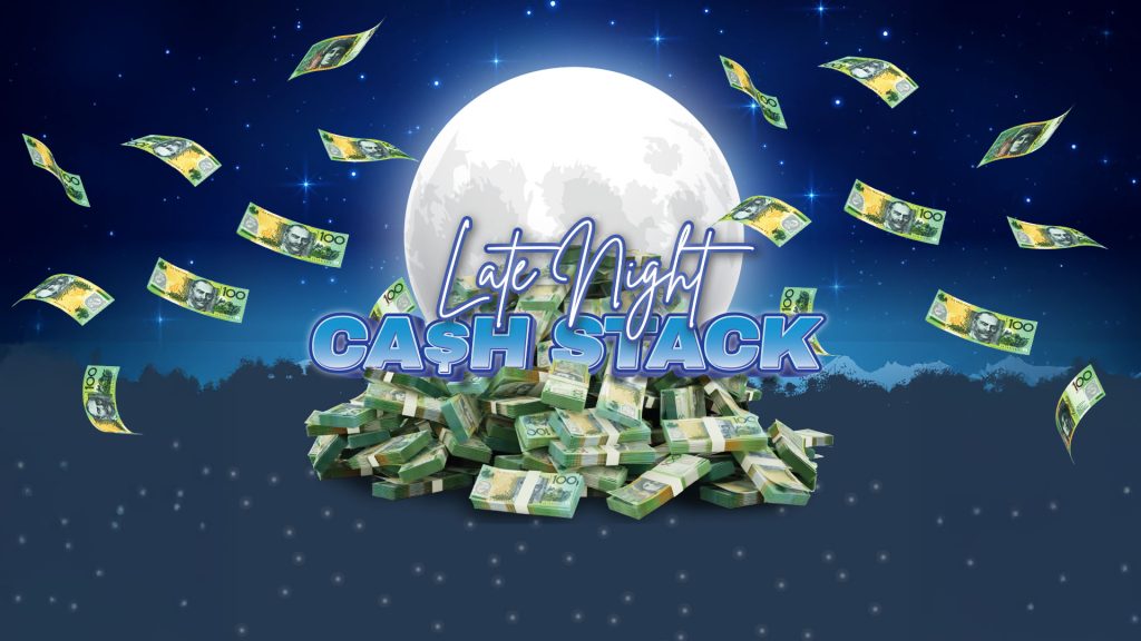 Night sky graphic with coins and light effects